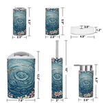 Ocean Ripple Floral Bathroom Accessories Set 5 pcs