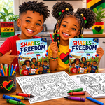 Juneteenth Coloring Book for Kids, Black History Coloring Book Celebrating Natural Hair, Ages 5-10 Freedom Day Gift | Shades of Freedom