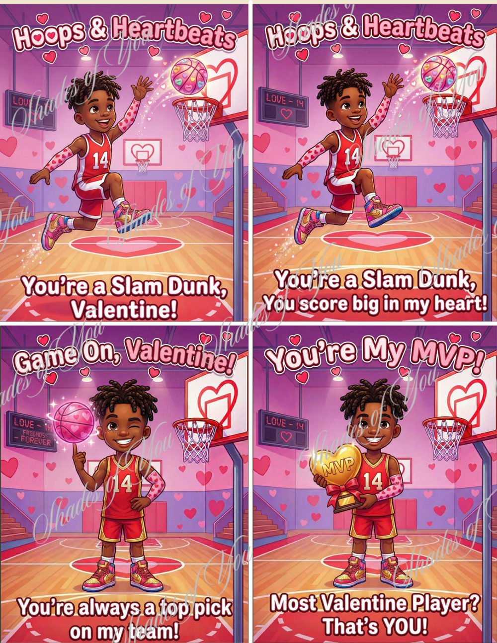 Hoops and Heartbeats Valentine Exchange Cards