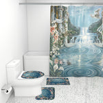 Ocean Ripple Floral Bathroom Rugs Set with Shower Curtain 4 pcs
