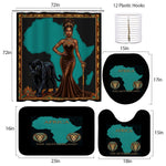 Motherland Majesty Bathroom Rugs Set with Shower Curtain 4 pcs