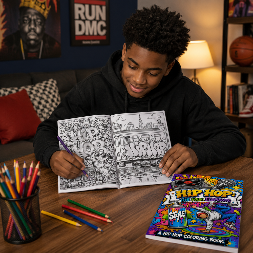 Hip Hop The Four Elements Coloring Book for Adults | Graffiti Street Art DJ Breakdance Rap
