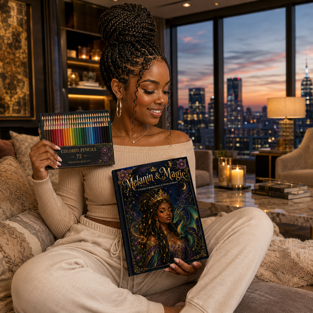 Melanin & Magic: A Fantasy Coloring Book of Mythical Queens