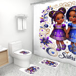 Sister Love Princess Bathroom Rugs Set with Shower Curtain 4 pcs